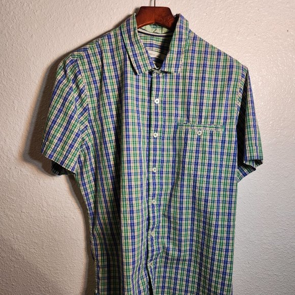 Arturo Calle | Shirts | Mens Xl Slim Fit 0 Cotton Check Blue Green ...